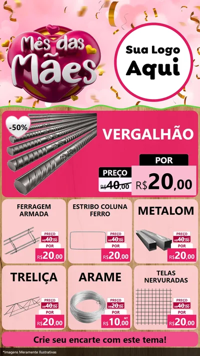Modelo de Rede Social para Stories com o tema Mês das Mães para Ferragens