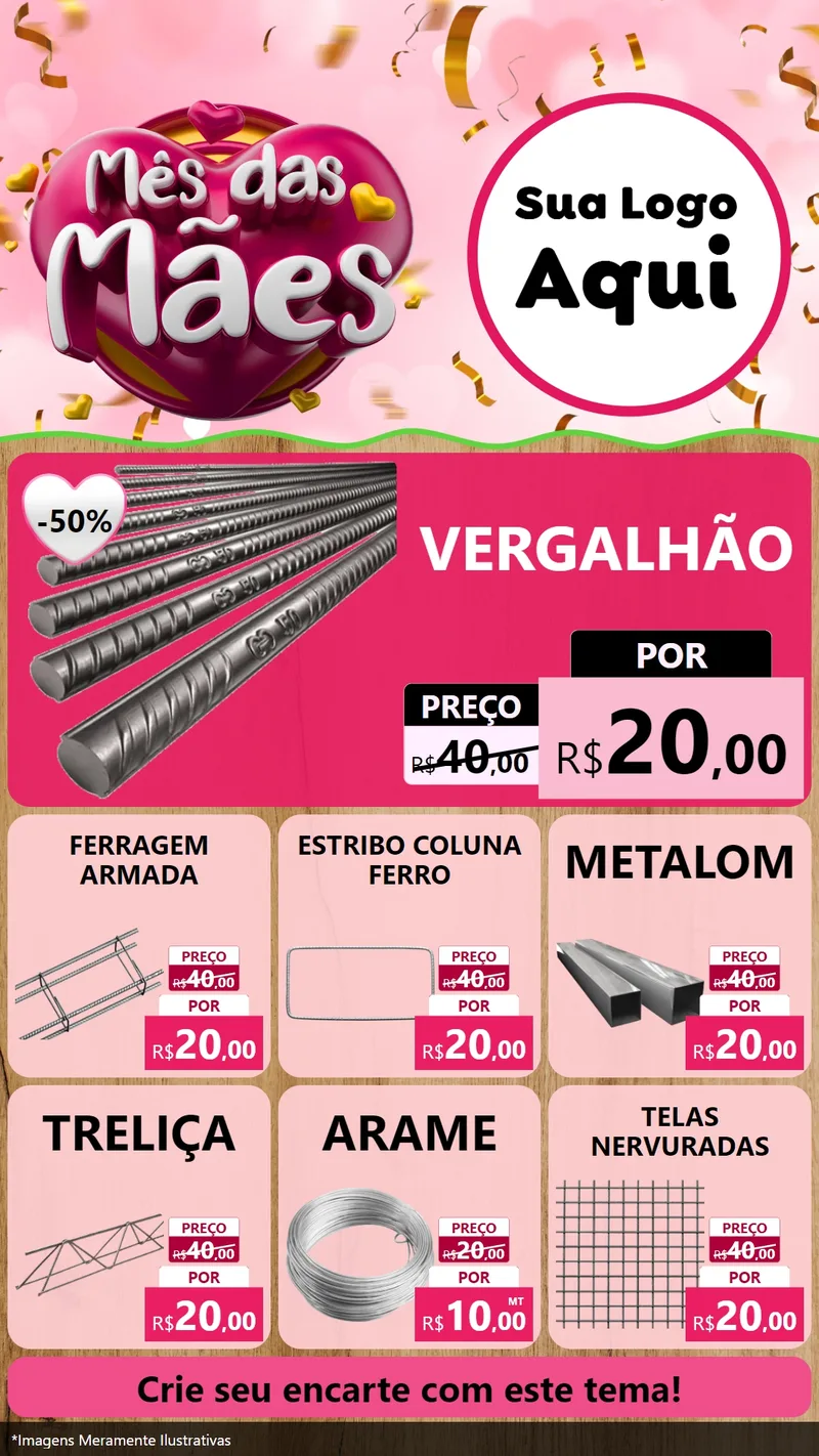 Modelo de Rede Social para Stories com o tema Mês das Mães para Ferragens
