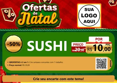 Modelo de Cartaz para Cartaz A4 Horizontal com o tema Ofertas de Natal para Comida japonesa