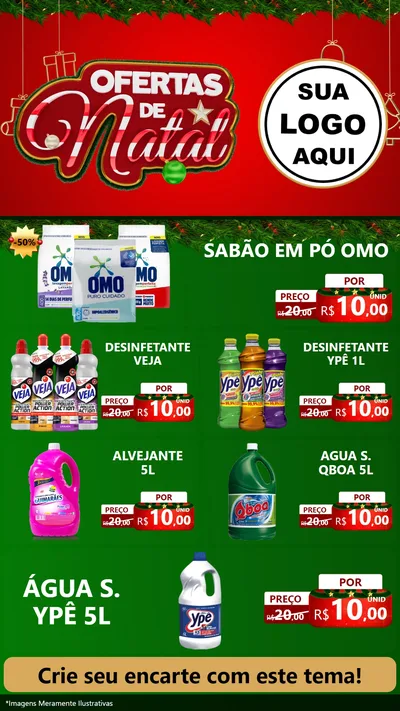 Modelo de TV para TV Vertical com o tema Ofertas de Natal para Produtos de Limpeza