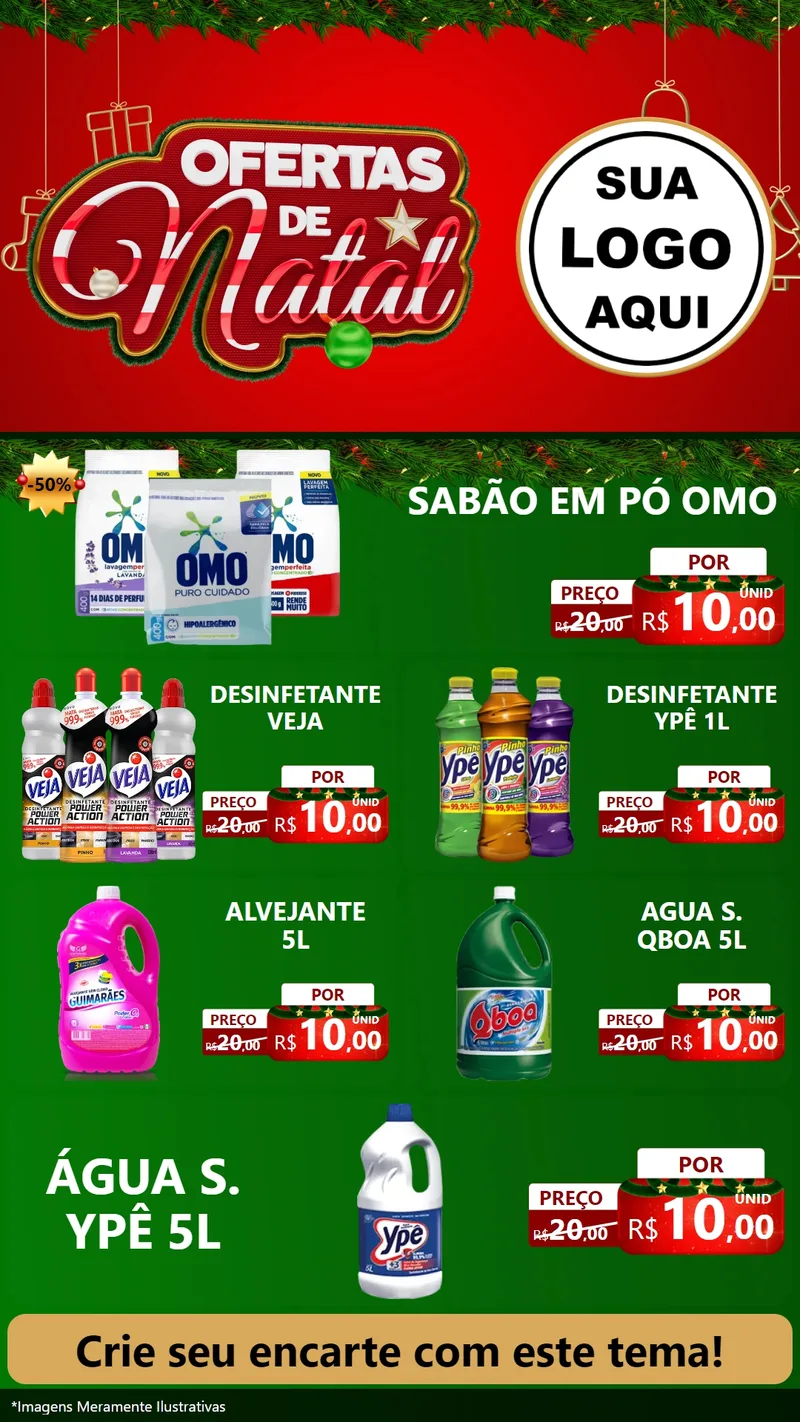Modelo de TV para TV Vertical com o tema Ofertas de Natal para Produtos de Limpeza