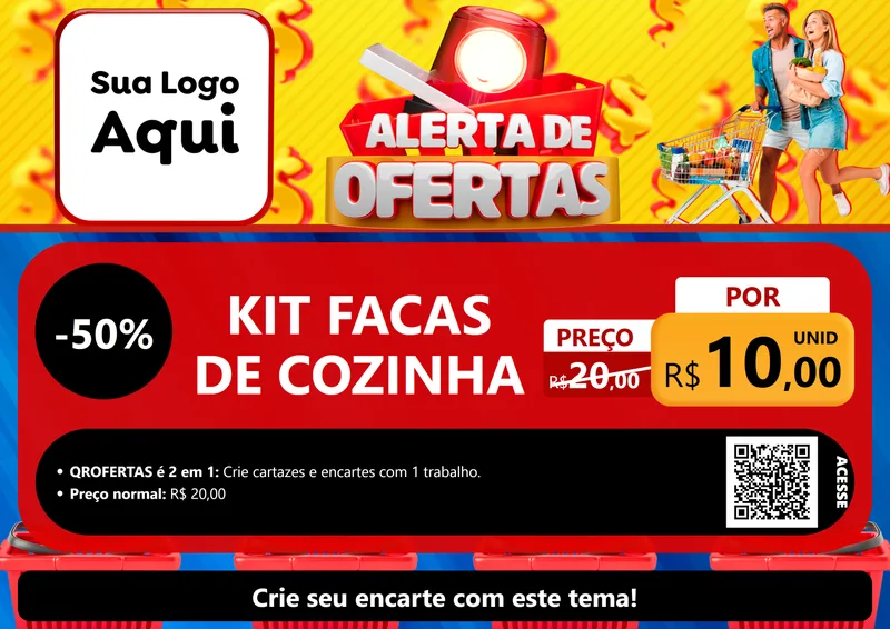 Modelo de Cartaz para Cartaz A4 Horizontal com o tema Alerta de Ofertas para Utilidades Domésticas