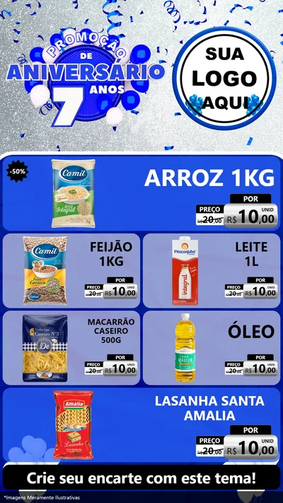 Modelo de TV para TV Vertical com o tema Promoção de Aniversário - 7 Anos para Supermercado