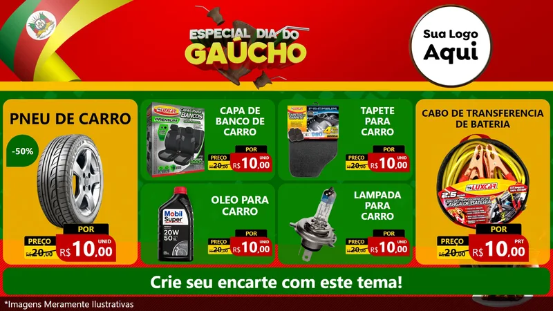 Modelo de TV para TV Horizontal com o tema Especial Dia do Gaúcho para Auto peças