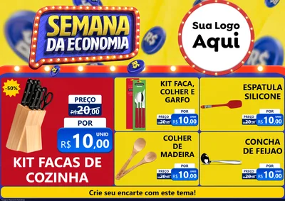 Modelo de Encarte para Encarte A4 Horizontal com o tema Semana da Economia para Utilidades Domésticas