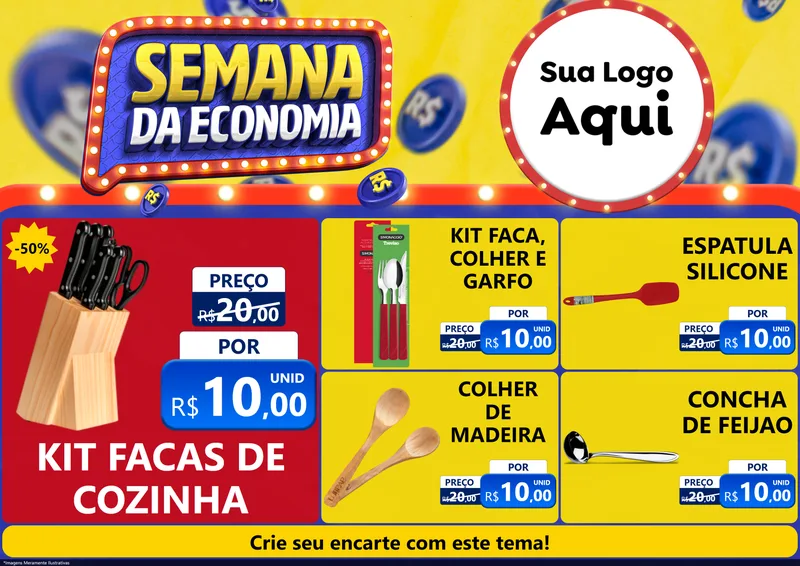 Modelo de Encarte para Encarte A4 Horizontal com o tema Semana da Economia para Utilidades Domésticas