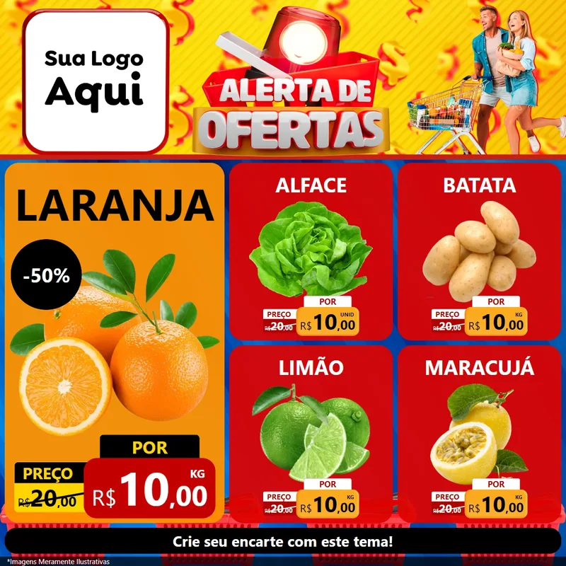 Modelo de Rede Social para Feed Facebook com o tema Alerta de Ofertas para Hortifrúti