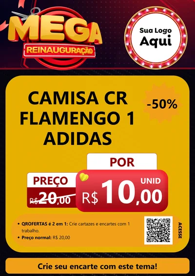 Modelo de Cartaz para Cartaz A4 Vertical com o tema Mega Reinauguração para Roupas e acessórios