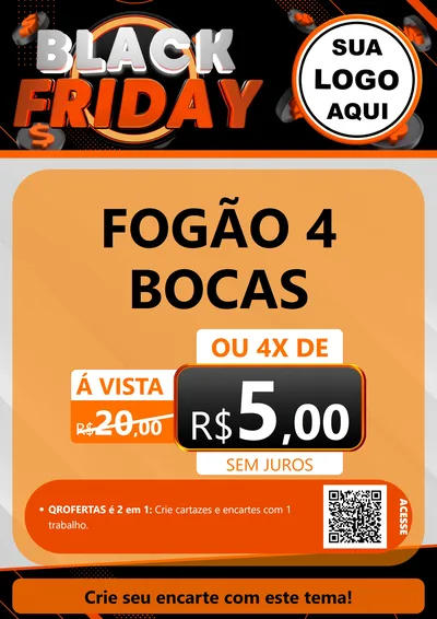 Modelo de Cartaz para Cartaz A4 Vertical com o tema Black Friday para Móveis e Eletro