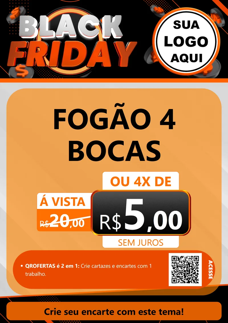 Modelo de Cartaz para Cartaz A4 Vertical com o tema Black Friday para Móveis e Eletro