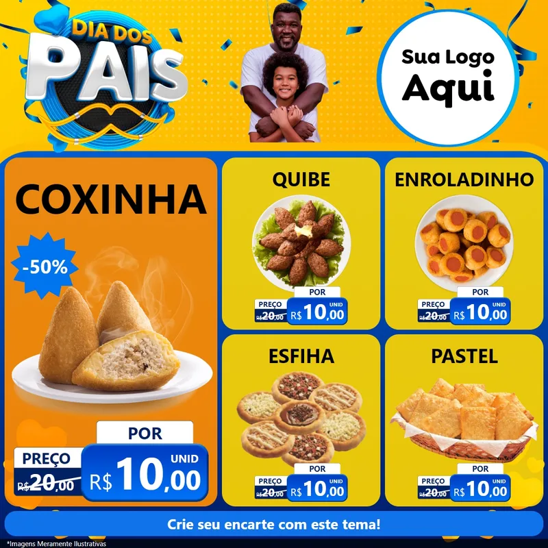 Modelo de Rede Social para Feed Facebook com o tema Dia dos Pais para Salgadaria