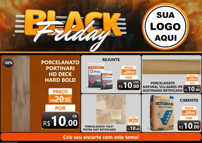 Modelo de Encarte para Encarte A4 Horizontal com o tema Black Friday para Pisos e revestimentos