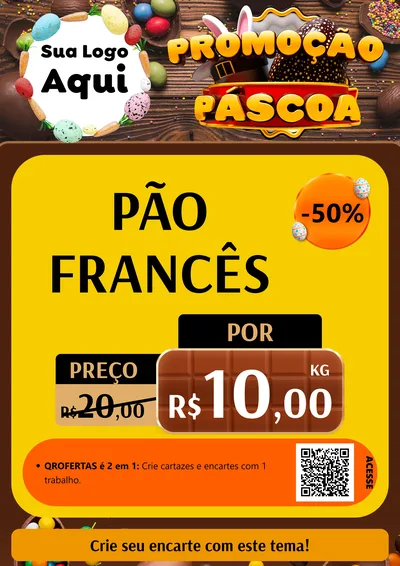 Modelo de Cartaz para Cartaz A4 Vertical com o tema Promoção Páscoa para Padaria