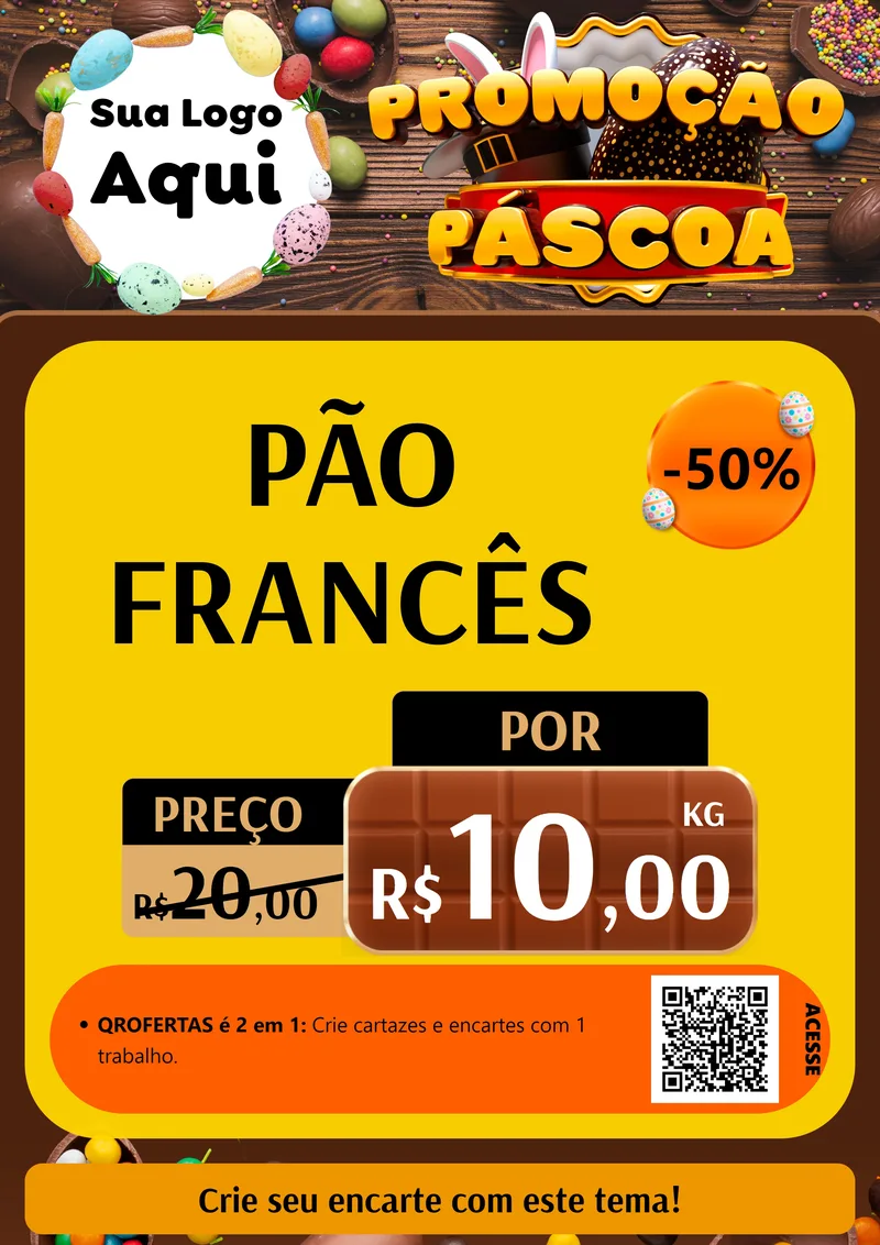 Modelo de Cartaz para Cartaz A4 Vertical com o tema Promoção Páscoa para Padaria