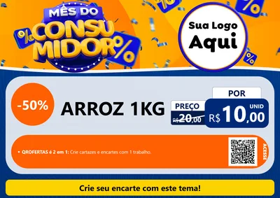 Modelo de Cartaz para Cartaz A4 Horizontal com o tema Mês do Consumidor para Supermercado