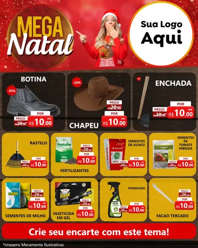 Modelo de Rede Social para Feed Instagram com o tema Mega Natal para Agropecuária