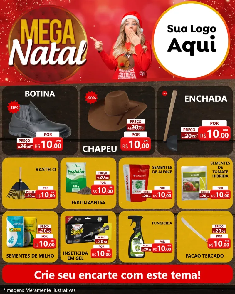 Modelo de Rede Social para Feed Instagram com o tema Mega Natal para Agropecuária