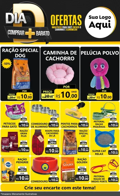 Modelo de Encarte para Encarte Grande com o tema Dia D Mais Economia para Pet Shop