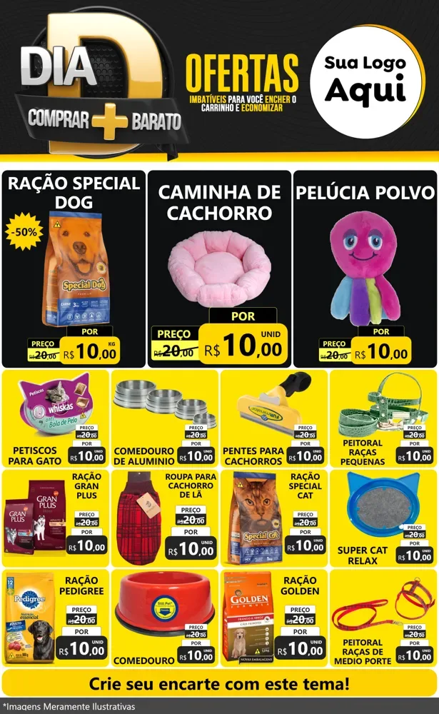 Modelo de Encarte para Encarte Grande com o tema Dia D Mais Economia para Pet Shop