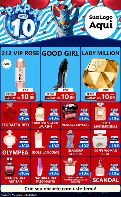 Modelo de Encarte para Encarte Grande com o tema Papai Nota 10 para Perfumes
