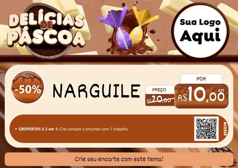 Modelo de Cartaz para Cartaz A4 Horizontal com o tema Delícias de Páscoa para Tabacaria