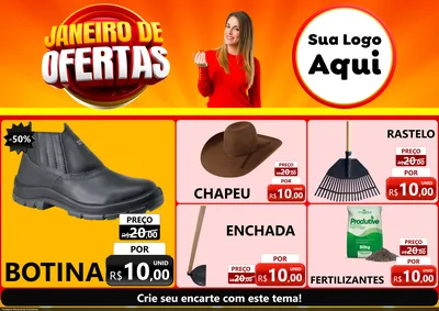 Modelo de Encarte para Encarte A4 Horizontal com o tema Janeiro de Ofertas para Agropecuária
