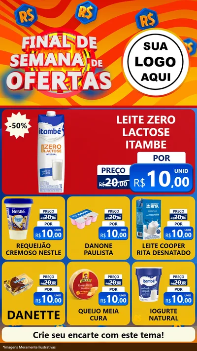 Modelo de Rede Social para Stories com o tema Final de Semana de Ofertas para Frios e Laticínios