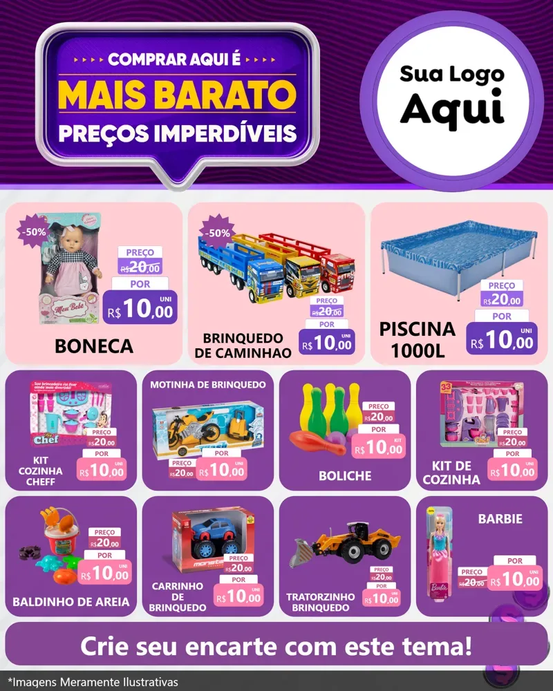 Modelo de Rede Social para Feed Instagram com o tema Mais Barato para Brinquedos