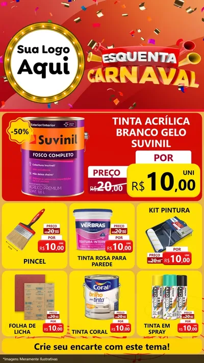 Modelo de Rede Social para Stories com o tema Esquenta Carnaval para Tintas e Ferramentas