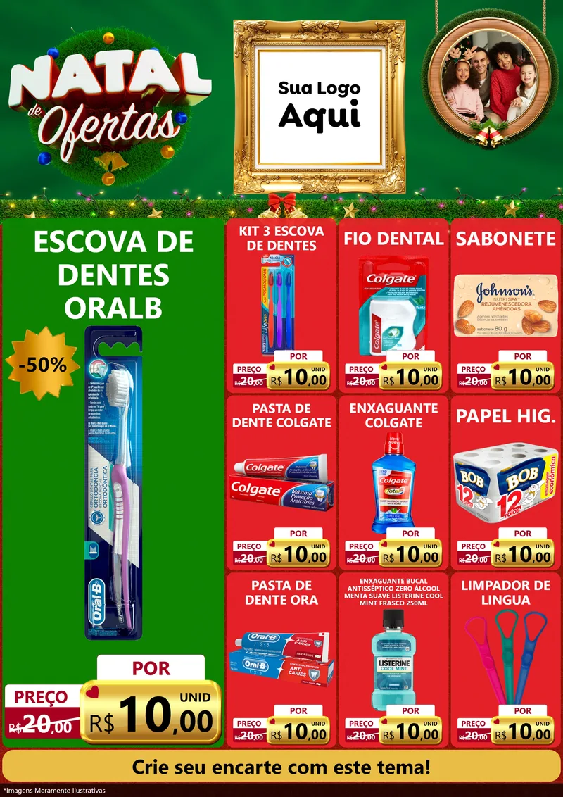 Modelo de Encarte para Encarte A4 Vertical com o tema Natal de Ofertas para Higiene Pessoal