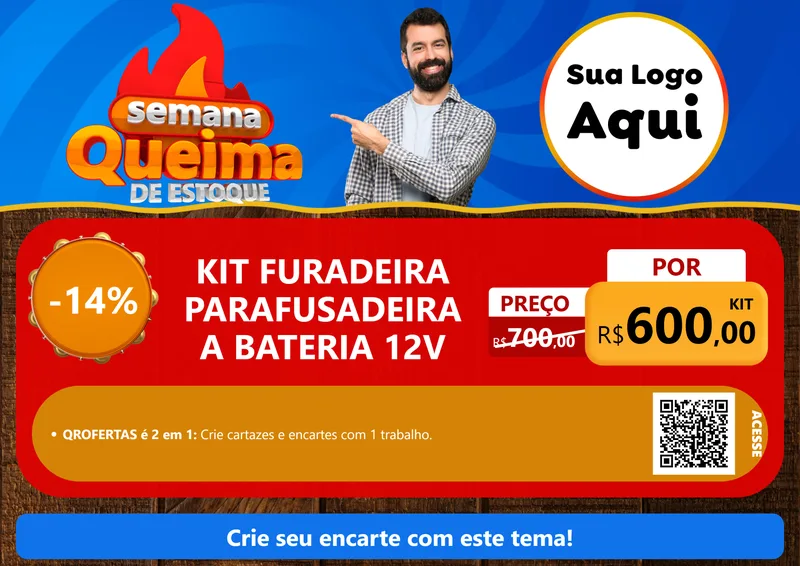 Modelo de Cartaz para Cartaz A4 Horizontal com o tema Semana Queima de Estoque para Maquinas e Ferramentas