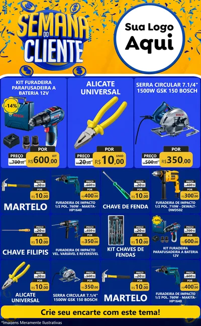 Modelo de Encarte para Encarte Grande com o tema Semana do Cliente para Maquinas e Ferramentas