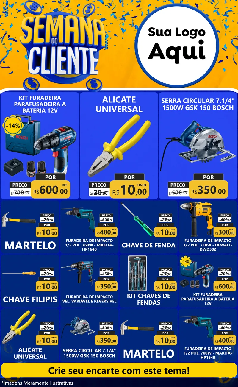 Modelo de Encarte para Encarte Grande com o tema Semana do Cliente para Maquinas e Ferramentas