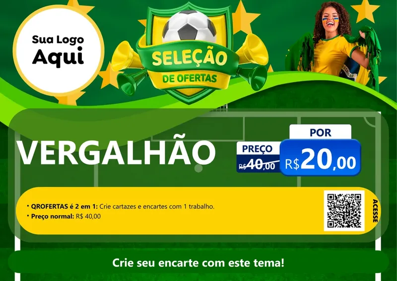 Modelo de Cartaz para Cartaz A4 Horizontal com o tema Seleção de Ofertas - Copa para Ferragens