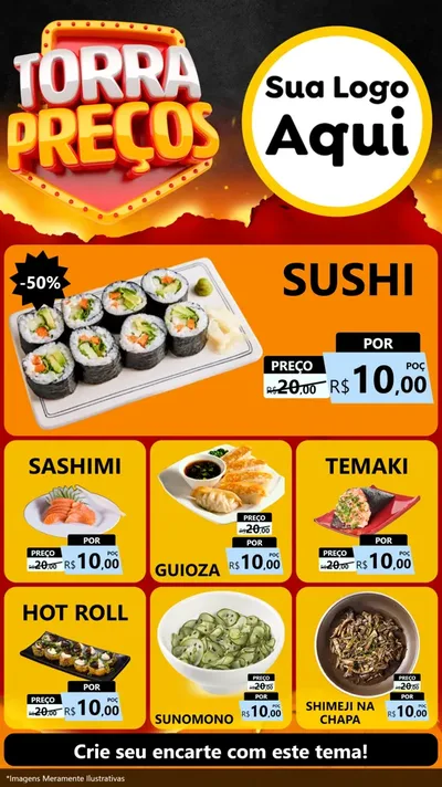 Modelo de Rede Social para Stories com o tema Torra Preços para Comida japonesa