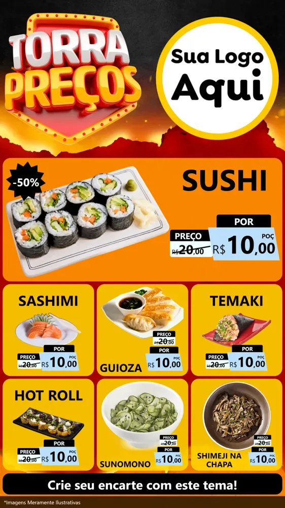 Modelo de Rede Social para Stories com o tema Torra Preços para Comida japonesa