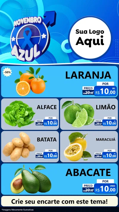 Modelo de TV para TV Vertical com o tema Novembro Azul para Hortifrúti