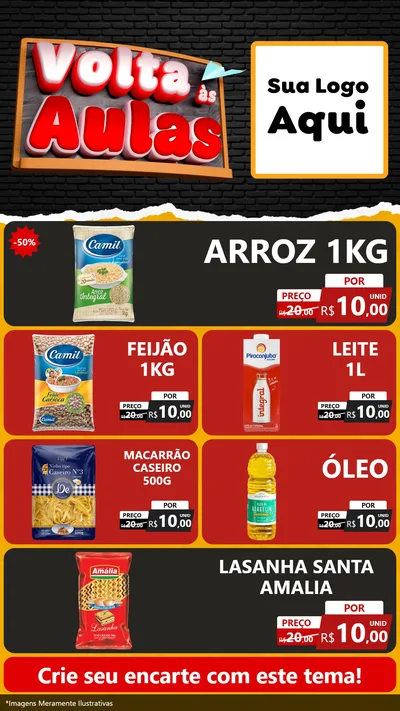 Modelo de TV para TV Vertical com o tema Volta Às Aulas para Supermercado