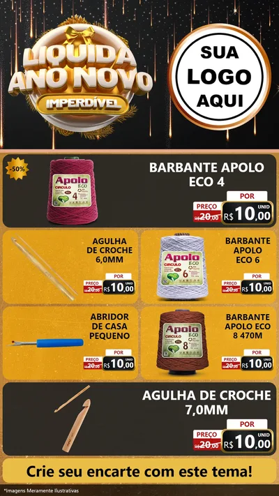 Modelo de TV para TV Vertical com o tema Liquida Ano Novo Imperdível para Armarinho e Aviamentos