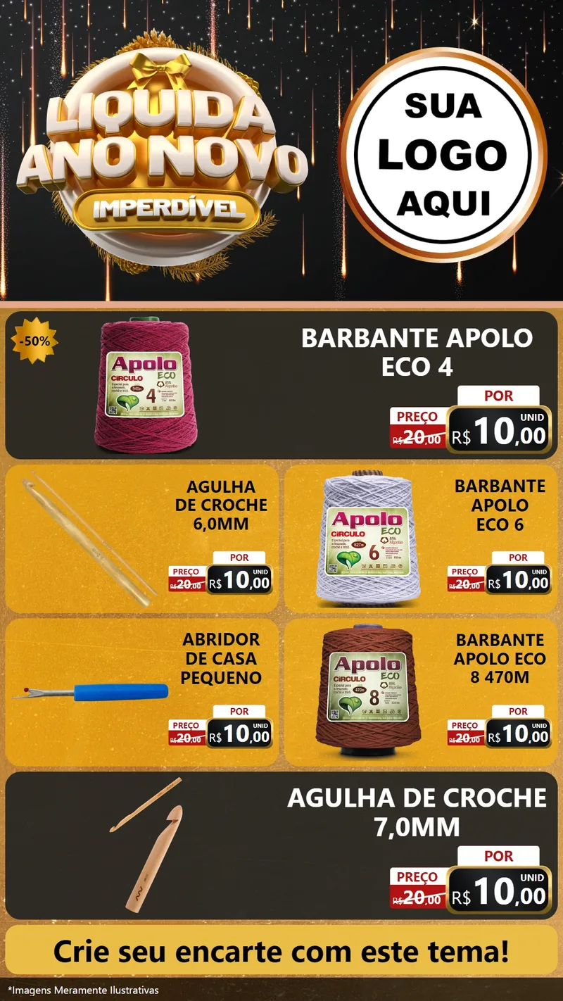 Modelo de TV para TV Vertical com o tema Liquida Ano Novo Imperdível para Armarinho e Aviamentos