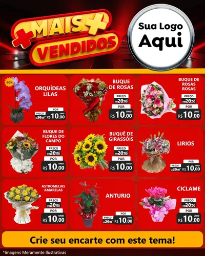 Modelo de Rede Social para Feed Instagram com o tema Mais Vendidos para Floricultura e jardim