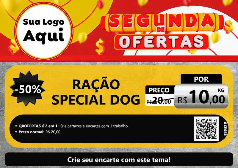 Modelo de Cartaz para Cartaz A4 Horizontal com o tema Segunda de Ofertas para Pet Shop