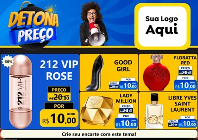 Modelo de Encarte para Encarte A4 Horizontal com o tema Detona Preços para Perfumes