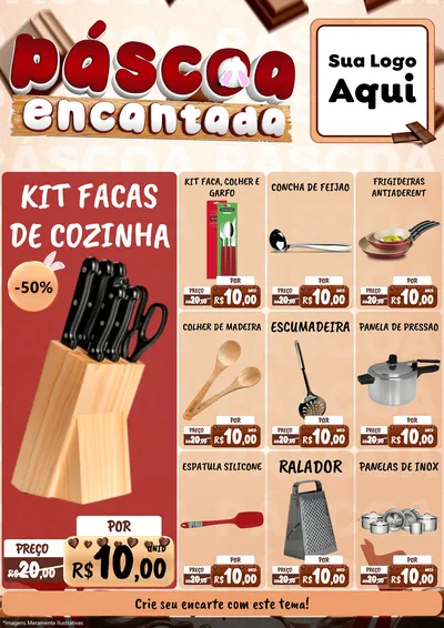 Modelo de Encarte para Encarte A4 Vertical com o tema Páscoa Encantada para Utilidades Domésticas