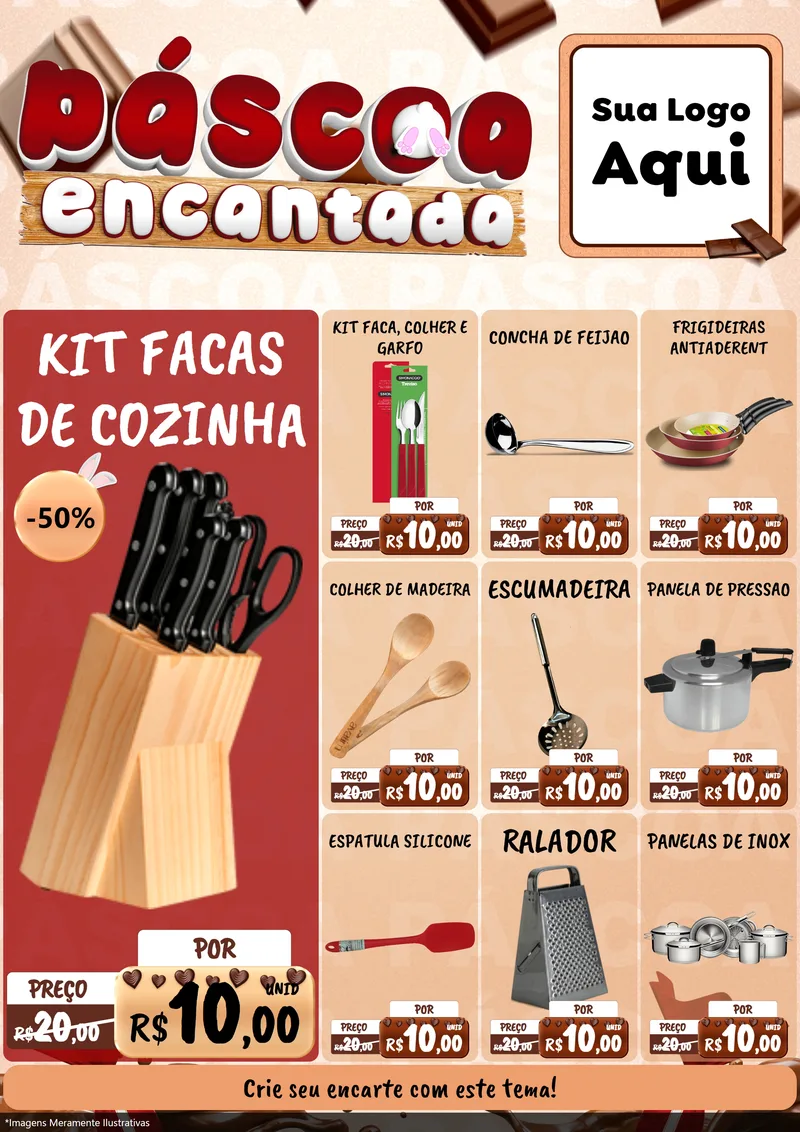 Modelo de Encarte para Encarte A4 Vertical com o tema Páscoa Encantada para Utilidades Domésticas