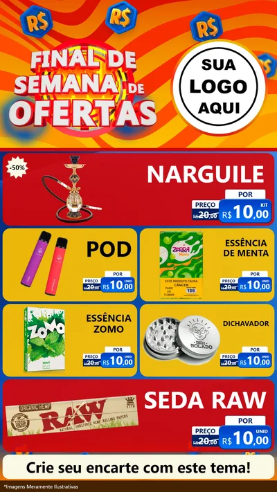 Modelo de TV para TV Vertical com o tema Final de Semana de Ofertas para Tabacaria
