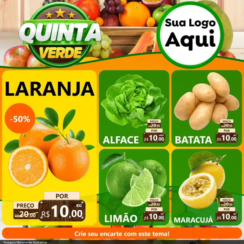 Modelo de Rede Social para Feed Facebook com o tema Quinta Verde para Hortifrúti