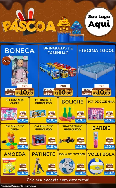 Modelo de Encarte para Encarte Grande com o tema Páscoa para Brinquedos