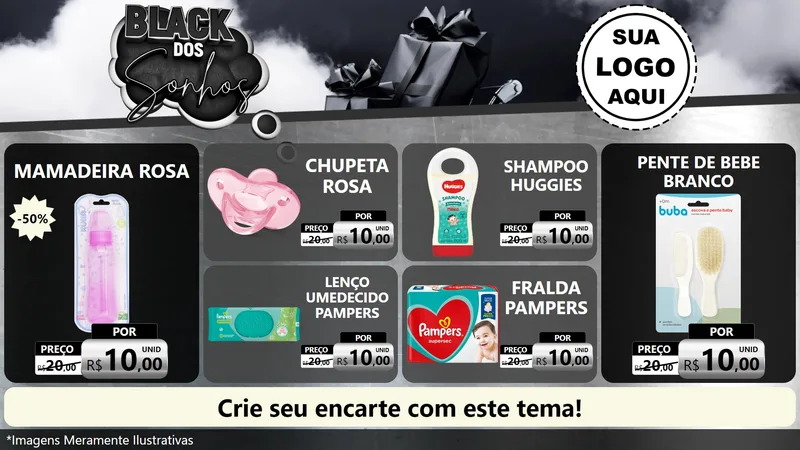 Modelo de TV para TV Horizontal com o tema Black dos Sonhos para Bebês