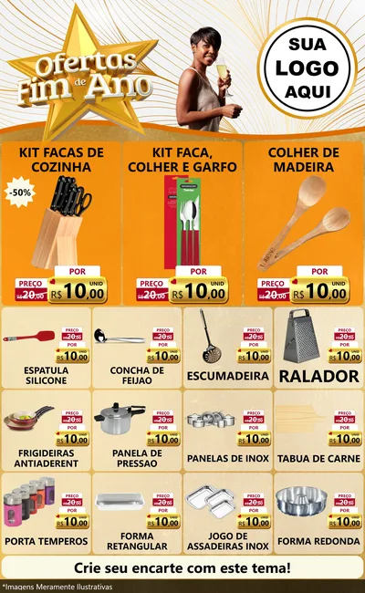 Modelo de Encarte para Encarte Grande com o tema Ofertas Fim de Ano para Utilidades Domésticas